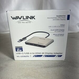 WAVLINK 4-Port HDMI Splitter, USB C to Quad Monitor 4K Adapter, Universal USB...